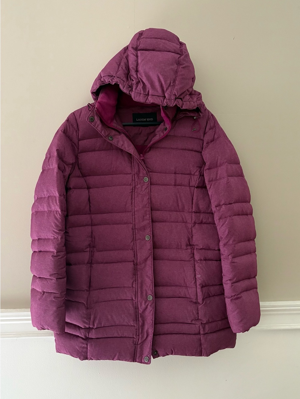Lands' End Women's Hooded Puffer in Plum